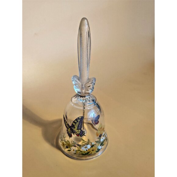 Vintage Art Crystal Glass Bell Avon Butterflies & Flowers 1990 - Picture 5 of 12